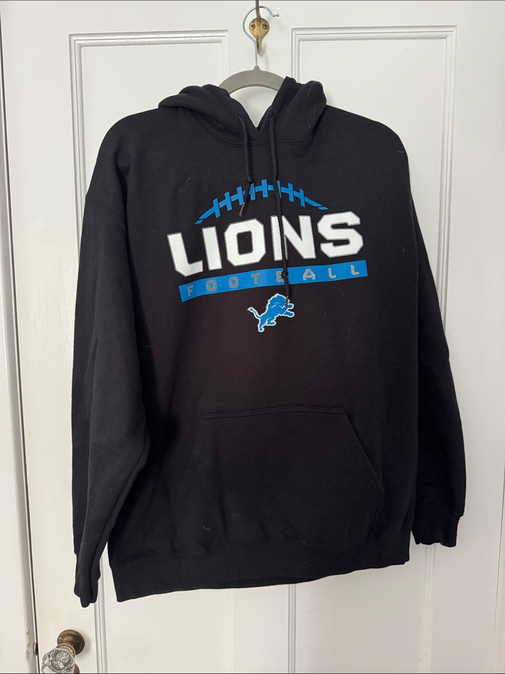 Lions Football Black Crewneck Hoodie